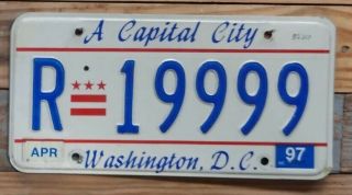 District Of Columbia (plate 1) 1997 License Plate Tag R 19999 Embossed
