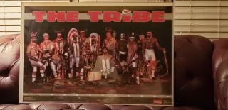1991 Kansas City Chiefs The Tribe Plexaglass Framed Poster W/ Some Signatures