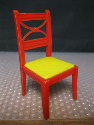 Renwal 1950s Vintage Doll House Furniture Yellow/red Chair For Kitchen Table Exc