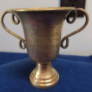 Vintage Brass " Basket - Ball " Trophy 1964