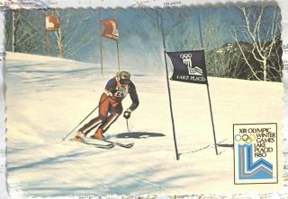 Vintage 1980 Xiii Olympic Winter Games Lake Placid York Ski Slalom Postcard