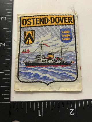 Vtg Ostend - Dover Belgium Port Travel Souvenir Sew - On Patch Emblem Badge