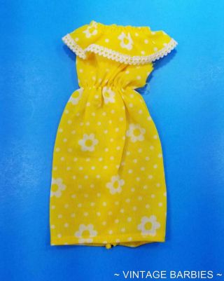 Barbie Doll Sized Yellow Dress Vintage 1960 