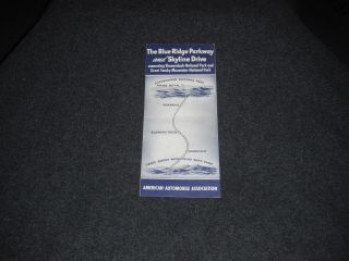 1950 Aaa Blue Ridge Parkway & Skyline Drive Brochure Pamphlet Map