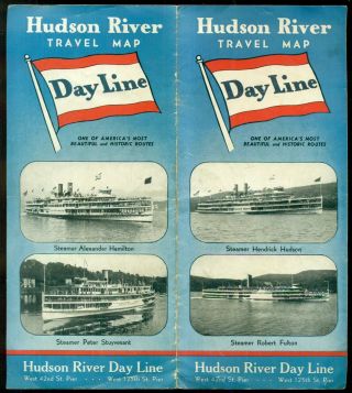 1938 Hudson River Day Line Brochure With Hudson River Map