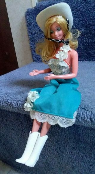 Vintage 1966/1980 Western Barbie Doll With White Hat & Cowboy Boots Eyes Wink
