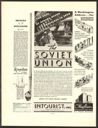 Soviet Union Intourist May 1936 Travel Print Ad
