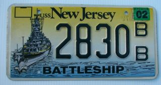 Uss Jersey Battleship Graphic Auto License Plate " 2830 Bb " Navy Naval