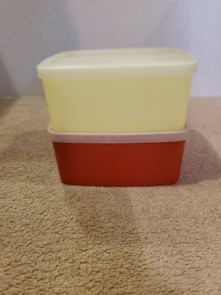 2 Vtg Tupperware Rounded Square Freezer Storage Containers 311 With Lids