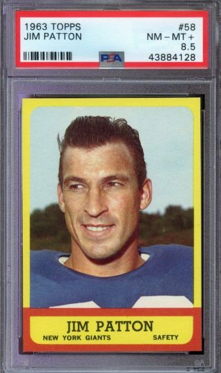 1963 Topps 58 Jim Patton Psa 8.  5 Giants [128]