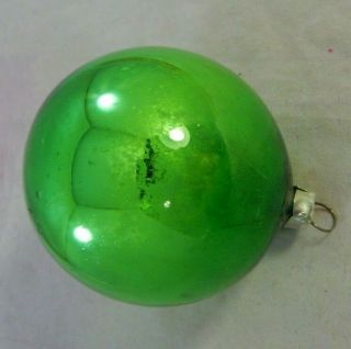 Vintage Half Green Mercury Glass Christmas Ornament Ball Marked West Germany 2.  5