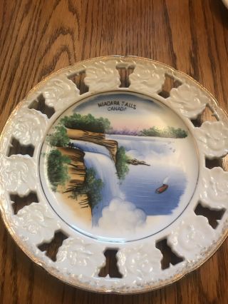 Vintage,  Hand Painted,  Niagara Falls Display Plate,  With Designer Edge