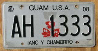 Guam Red Flower License Plate 2008 Ah 1333