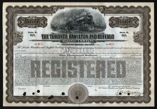 1916 Canada: The Toronto,  Hamilton & Buffalo Railway Company - Gold Bond