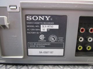 Sony SLV - N750 Hi - Fi Stereo VCR Video Cassette Recorder VHS Tape Player No Remote 2