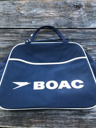 Vintage Boac British Airways Travel Carry On Tote Bag 1960 