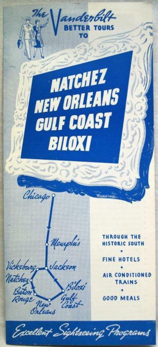 Vanderbilt Tours Of Louisiana & Mississippi Travel Brochure Guide 1949 Vintage