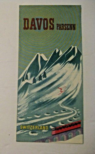 Nos Vintage 1951 Davos Parsenn Switzerland Advertising Tourist Brochure L@@k