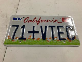" 71,  Vtec " California Lipstick License Plate Pair
