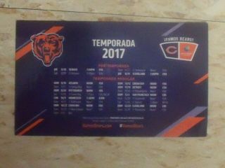 2017 Chicago Bears (nfl) Univision Chicago Official Team Spanish Magnet Schedule