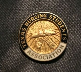 Vintage Texas Nurse Lapel Pin Pendant Gold Tone Medical Badge Tnsa Official