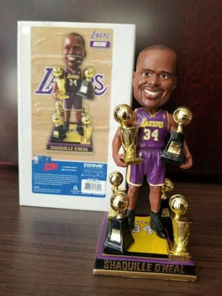 SHAQUILLE O ' NEAL LAKERS SIGNED TROPHIES BOBBLEHEAD LE MVP CHAMPIONSHIPS FOCO 2