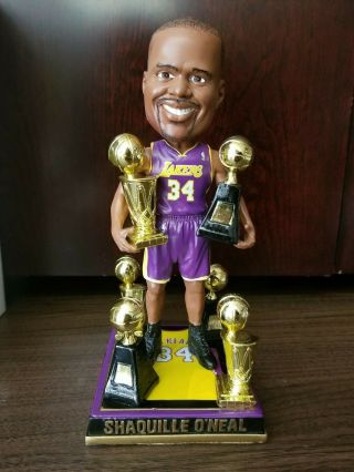 SHAQUILLE O ' NEAL LAKERS SIGNED TROPHIES BOBBLEHEAD LE MVP CHAMPIONSHIPS FOCO 3