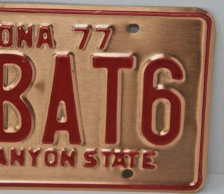 1977 Arizona Historic Vehicle Copper License Plate Un Restored 3