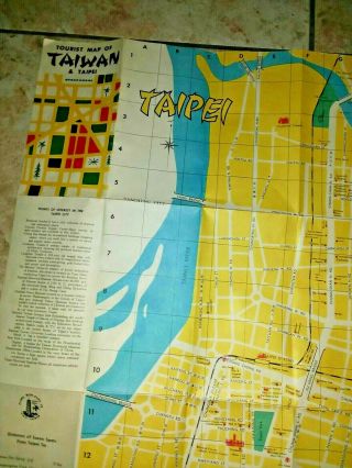 1960 ' S TOURIST MAP TAIWAN TAIPEI MAP VINTAGE COLORFUL ENGLISH VISITORS 2