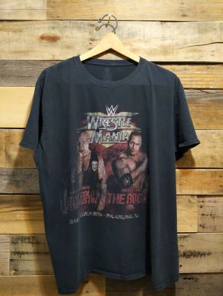 Wrestlemania 15 The Rock Vs Stone Cold Steve Austin Wwe Poster T - Shirt Xl