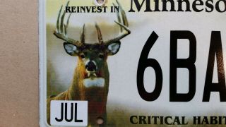 License Plate,  Minnesota,  Critical Habitat,  Deer Elk,  6 BA 370 2