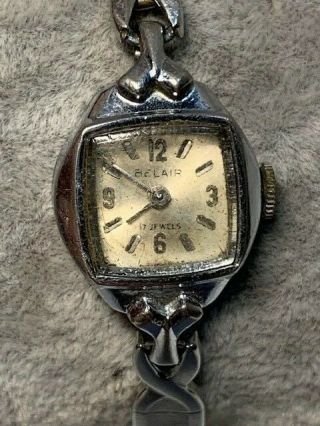 Vintage Ladies Belair 17 Jewels Wind Up Silver Tone Watch Parts/repair