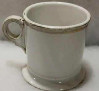 Vintage White Porcelain With Gold Trim Shaving Mug Bottom Marked 4