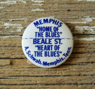 A.  Schwab Pin - Back Button Memphis & Beale St.  Home & Heart Of The Blues 1.  5 "