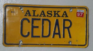 Expired 2004 Alaska Vanity License Plate - Cedar - Authentic Ak.  Dmv Issue Tag