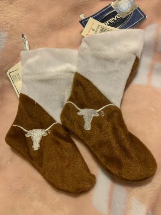 University Of Texas Longhorns Orange And White Christmas Stocking With Logo