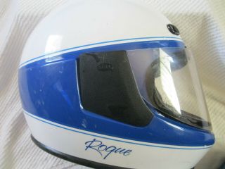 Vintage 1980 Bell Rogue Vetter Royal Blue & White Motorcycle Race Helmet,  Sz Xl
