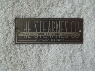 Vintage The Stearnes Company - Chicago,  Il - Art Deco Nameplate - Rare History