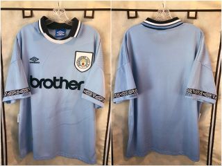 Manchester City 1993/95 Home Soccer Jersey Xl Umbro Epl
