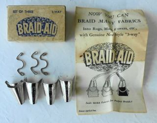 Vintage Braid Aid Set Of 4 3 - Way Rug Making Braiding Tool