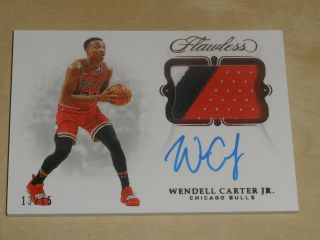 2018 - 19 Panini Flawless Ruby Patch Autograph Auto Wendell Carter Jr 13/15