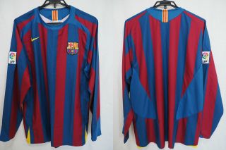 2005 - 2006 Fc Barcelona Barca Jersey Shirt Camiseta Home Nike L/s Long Sleeve L