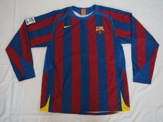 2005 - 2006 FC Barcelona Barca Jersey Shirt Camiseta Home NIKE L/S Long Sleeve L 2