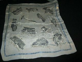 Vintage Washington Dc Souvenir Scarf W/ Tag 100 Silk Hand Rolled Made In Japan