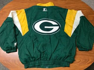Mens Vintage Starter Green Bay Packers Zip Up Windbreaker Jacket Size L/xl