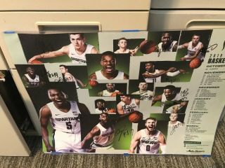 2019 - 20 Michigan State Spartans Team Signed Basketball Schedule Poster Final 4