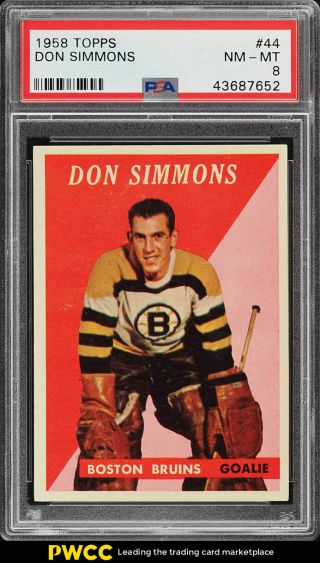 1958 Topps Hockey Don Simmons Rookie Rc 44 Psa 8 Nm - Mt (pwcc)