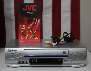 Panasonic Omnivision Pv - V4524s Vhs Vcr 4 Head Hi - Fi With Rca Cables & Blank Tape