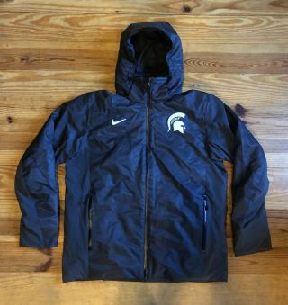 Nike Michigan State Spartans Team Issue Sideline Coat Parka Jacket Large Black