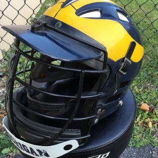 University Of Michigan Wolverines U Of M Lacrosse Game Worn Helmet Maze Blue